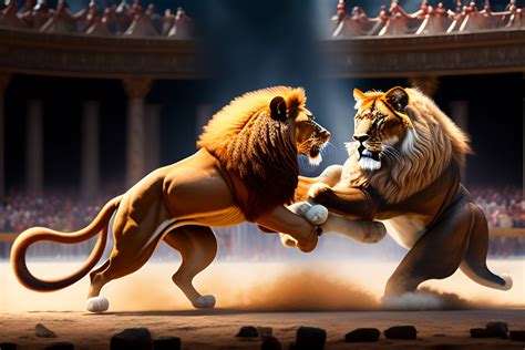 Lexica - Hercules fighting a lion in the coliseum