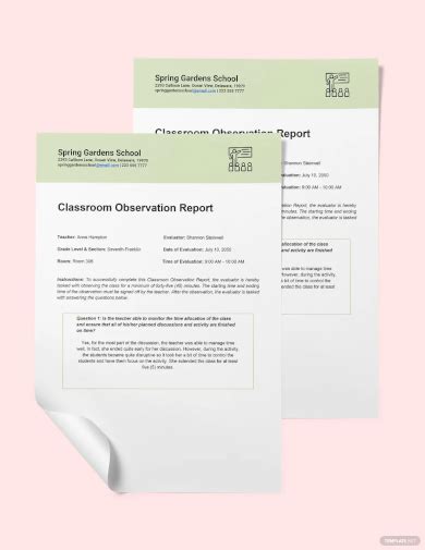 how to write an observation report