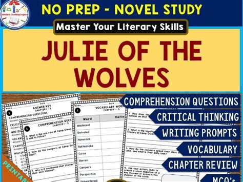 JULIE OF THE WOLVES Novel Study Comprehension, Critical Thinking, Vocab ...