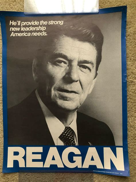 1980 Ronald Reagan Campaign Poster 22" X 17" New Leadership America ...