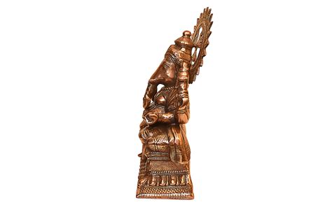 Ganesh Statue Deity Idol Sculpture Figurine Handmade of Metal Copper Plated Home Temple Office ...