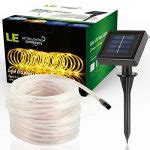 LE® 33ft 100 LED Solar Rope Lights, Waterproof Outdoor Rope Lights, 3000K, Warm White, Portable ...