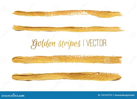 Gold Paint Brush Strokes. Vector Design Stock Vector - Illustration of color, golden: 133167973