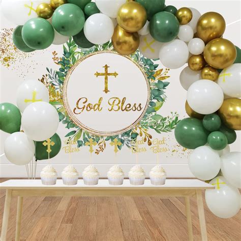 Buy Baptism Decorations Set - Mi Bautizo Decorations with Greenery God ...