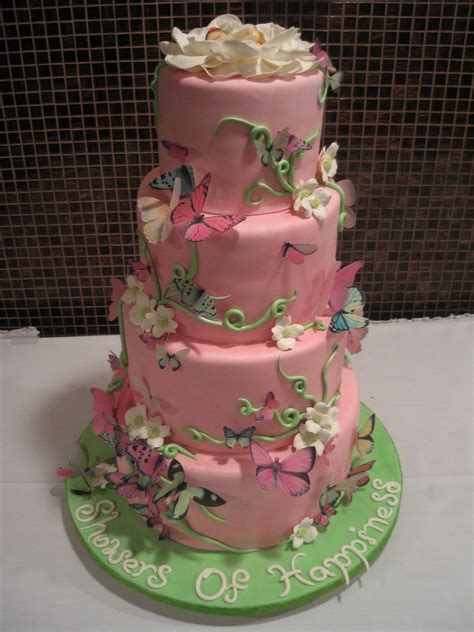 pink and butterflies cake1 | Baby shower cakes, Butterfly baby shower ...