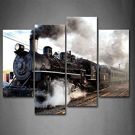 [Framed] Car Train Gray Smoke Steam Vintage Canvas Prints Picture Wall Art Decor | eBay