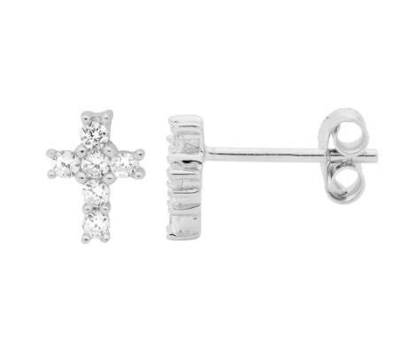 Mini CZ Cross Earrings - Max Wilson Diamond Jewellers