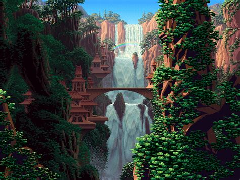 16bit waterfall, best seen fully animated using HTML5 at http://www.effectgames.com/demos ...