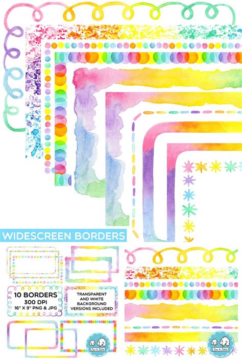 PASTEL Rainbow Watercolor Clipart Borders | Spring Google Slides ...