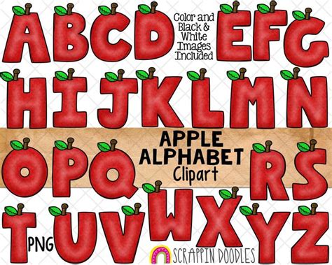 Apple Alphabet ClipArt - Apple Letters Clip Art - Numbers - PNG Graphi ...