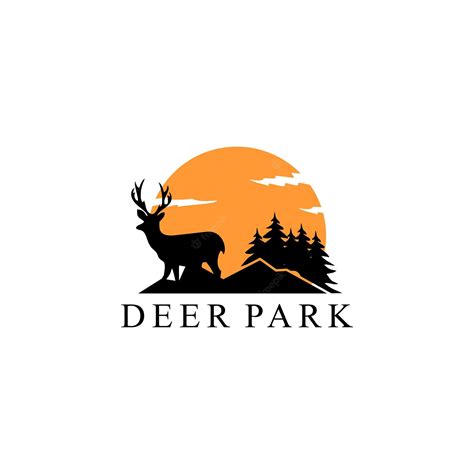 Premium Vector | Deer park sunset vector logo design