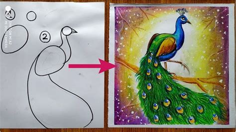 how to draw a peacock step by step in easy method drawing for kids ...