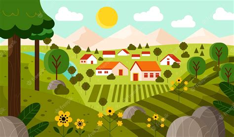 Rural Landscape With Fields And Hills Royalty Free SVG, Cliparts - Clip Art Library