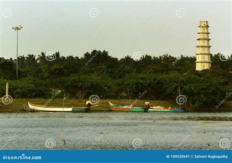 Manora Fort Tower with Small Fisher Mans Harbor. Stock Image - Image of architecture, cloudy ...