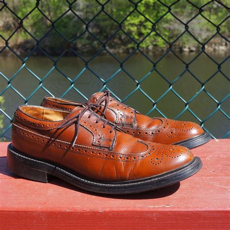 Vintage Mens Shoes 8 Wingtip Longwing Derby Brogues 1960s Vintage Mens Dress Shoes Walnut Brown ...