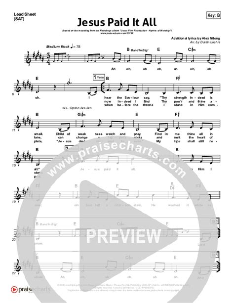 Jesus Paid It All Sheet Music PDF (Newsboys) - PraiseCharts