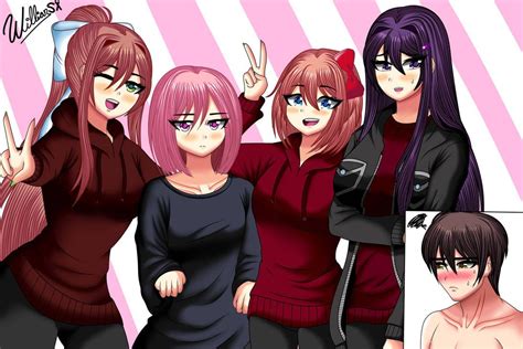 DDLC: The Girls in MC's clothes (DDLC Fanart) by WillianXS on DeviantArt | Fan art, Mc clothes ...