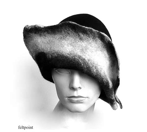 Black Felt Hat Felt Cloche Hat Felted Hat Hat Art Hat Black Hat Cloche Hat Victorian Hat Women's ...