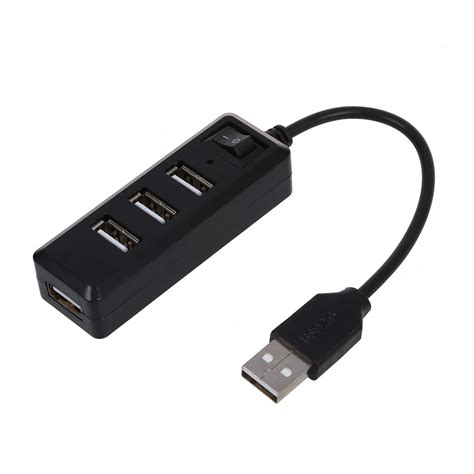 USB 2.0 4 Ports High Super Speed Hub On Off Switch LED for PC Laptop ...