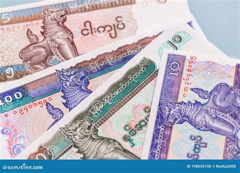 Money from Myanmar, Kyat, Various Banknotes Stock Photo - Image of ...