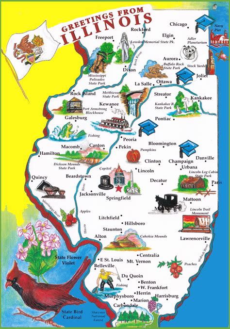 Pictorial travel map of Illinois