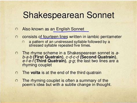 Shakespearean Sonnet Iambic Pentameter, Rhyme Scheme, Syllable, Rhymes ...