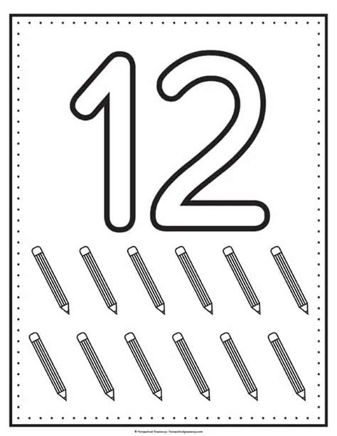 Printable Number 12 Coloring Pages