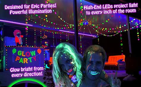 Black Lights for Glow Party! 115W Blacklight LED Strip kit. 4 UV Lights ...