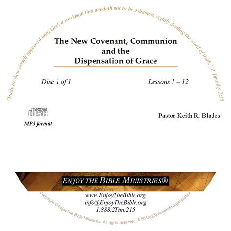 New Covenant, Communion and the Dispensation of Grace – Enjoy The Bible Ministries