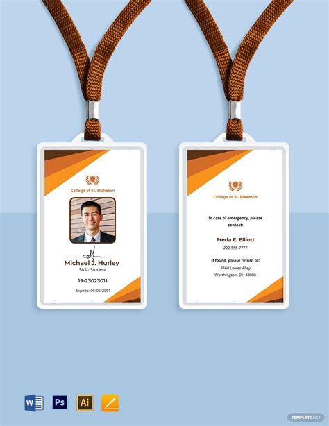 University College ID Card Template in PSD, Illustrator, Pages, Word ...