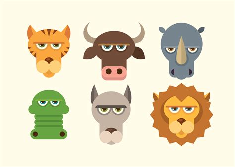 Animal faces set 338582 Vector Art at Vecteezy