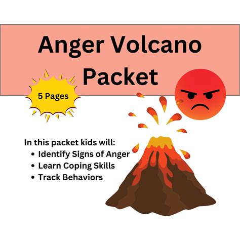 Anger Volcano Worksheet Packet, Kids Worksheets, Mental Health, Therapy ...