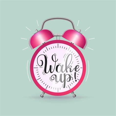 Premium Vector | Wake up alarm clock inscription