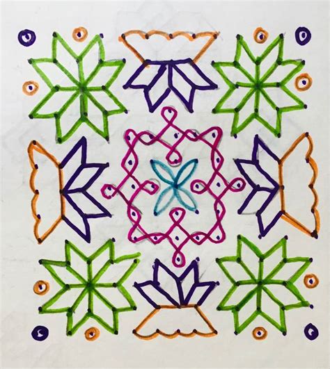 Kolam 15 | Rangoli with dots, Rangoli designs, Mandala art