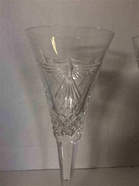 Waterford Crystal Champagne Flutes, Bird Pattern, Set of Two