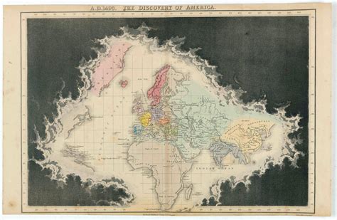 A.D. 1498. The discovery of America. - Old map by QUIN, E.