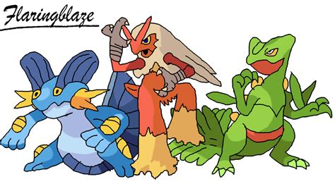 Hoenn Starters - Fully Evolved by FlaringBlaze on DeviantArt