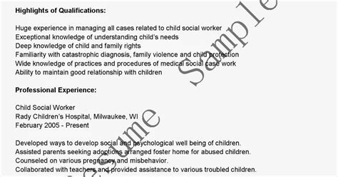 Resume Samples: Child Social Worker Resume Sample