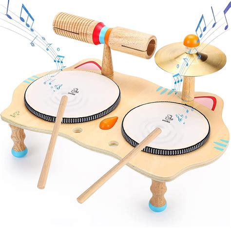 OATHX Kids Drum Set & Music Toy - Wooden Musical Instruments Learning ...