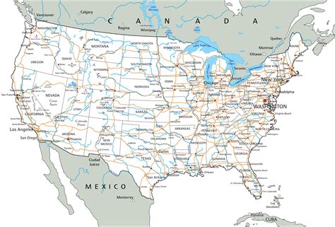 50 States Map With Cities