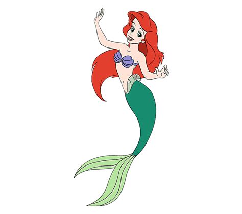 How to Draw Mermaid Ariel in a Few Easy Steps | Easy Drawing Guides