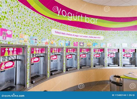 Menchie`s Frozen Yogurt Ice Cream Store Inside Editorial Stock Image ...