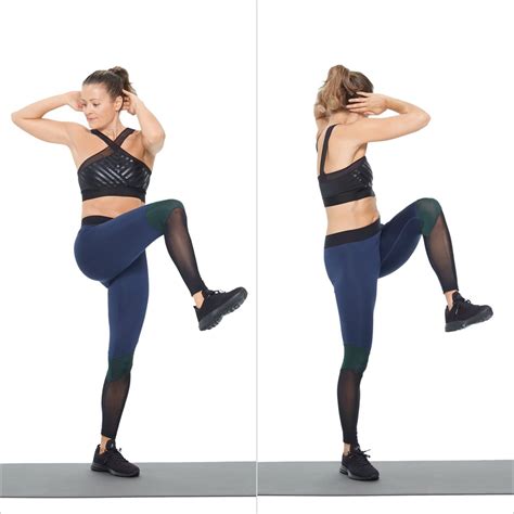 Standing Elbow-to-Knee | Waist Exercises | POPSUGAR Fitness Photo 23