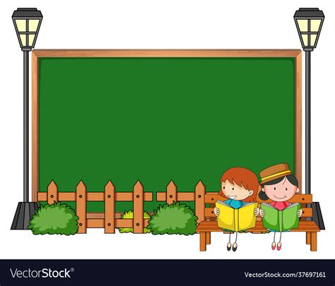 Empty blackboard with many kids doodle cartoon Vector Image