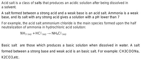 what is acid salt and acidic salt