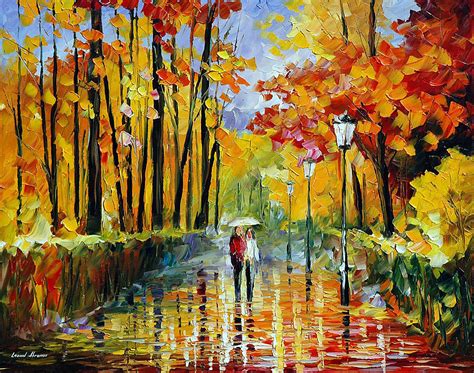 AUTUMN RAIN — PALETTE KNIFE Oil Painting On Canvas By Leonid Afremov - Size 24"x30"