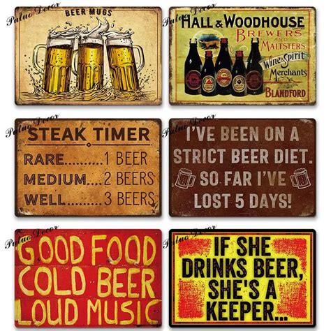 Funny Beer Metal Painting Signs Plaque Retro Wall Decor For Bar Pub ...