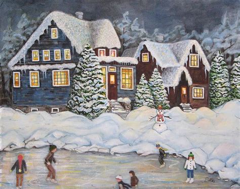 Old Fashioned Winter Painting by Lisa Bates