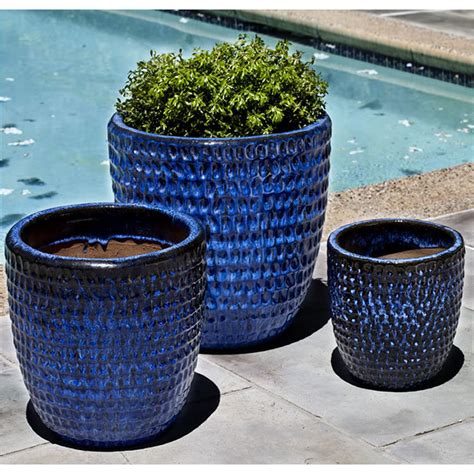 Modern Outdoor Ceramic Planters Royal Blue | Kinsey Garden Decor