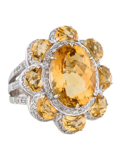 18K Citrine & Diamond Flower Ring - Jewelry - FJR24436 | The RealReal